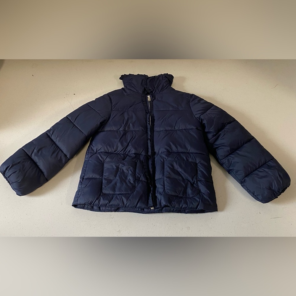 Jacadi Little Girls Lightweight Puffer, Hidden Hood & Front Pockets Size 4/104cm